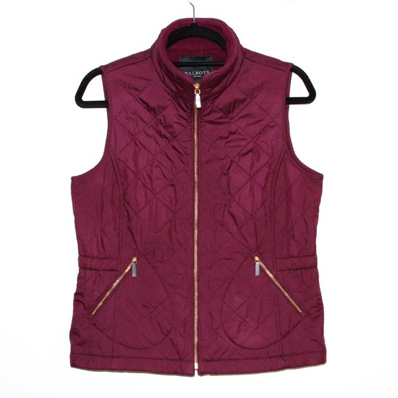 Talbots Jackets & Blazers - Talbots Maroon Quilted Fleece-Lined Vest